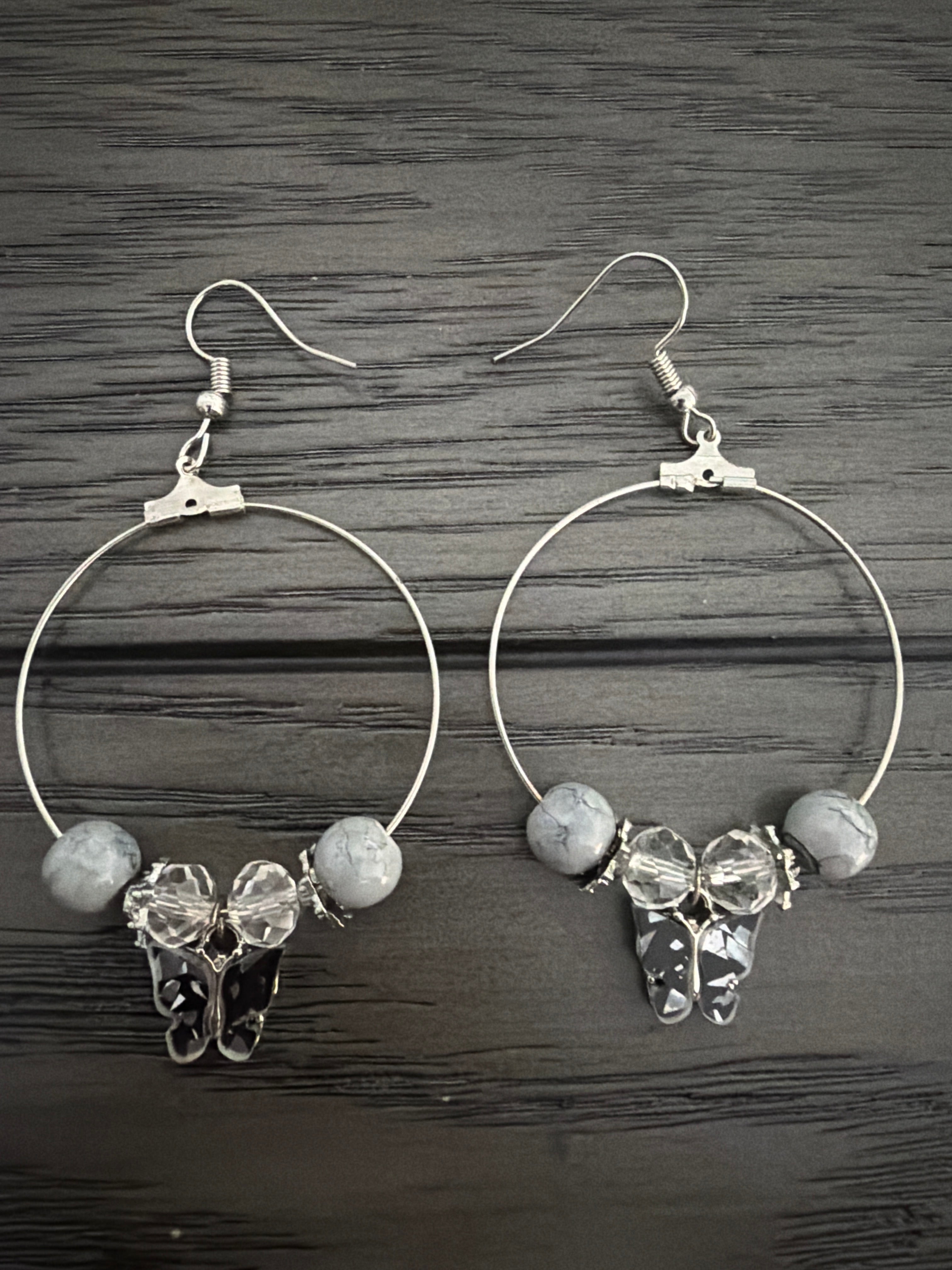 Butterfly hoop earrings
