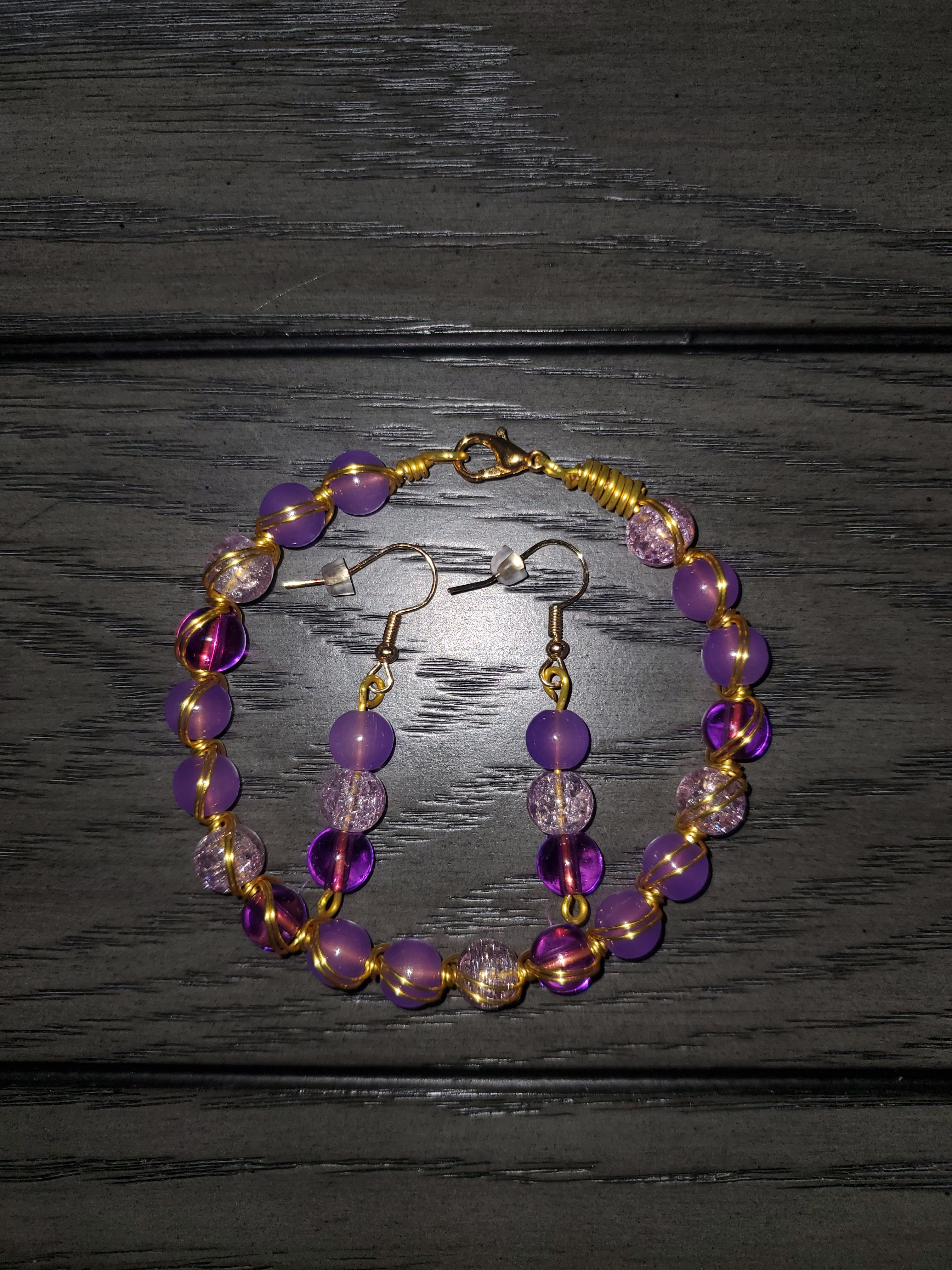 Wire bracelet & earring set